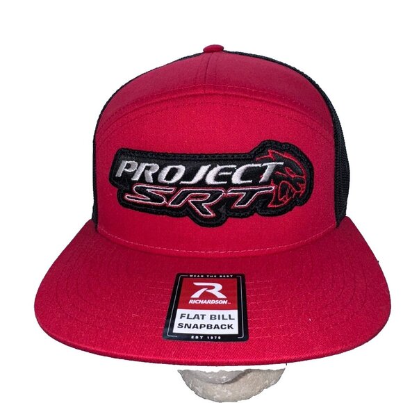 SRT Hellcat Project Torque Red & Black Snapback Hat Trucker Mesh Cap - Picture 1 of 5
